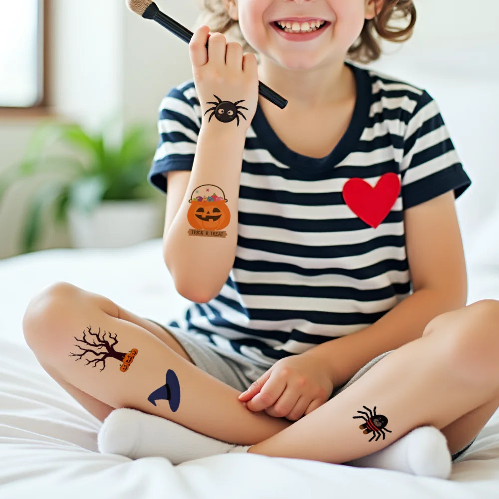 63-Piece Spooky Temporary Tattoo Stickers – Waterproof Halloween