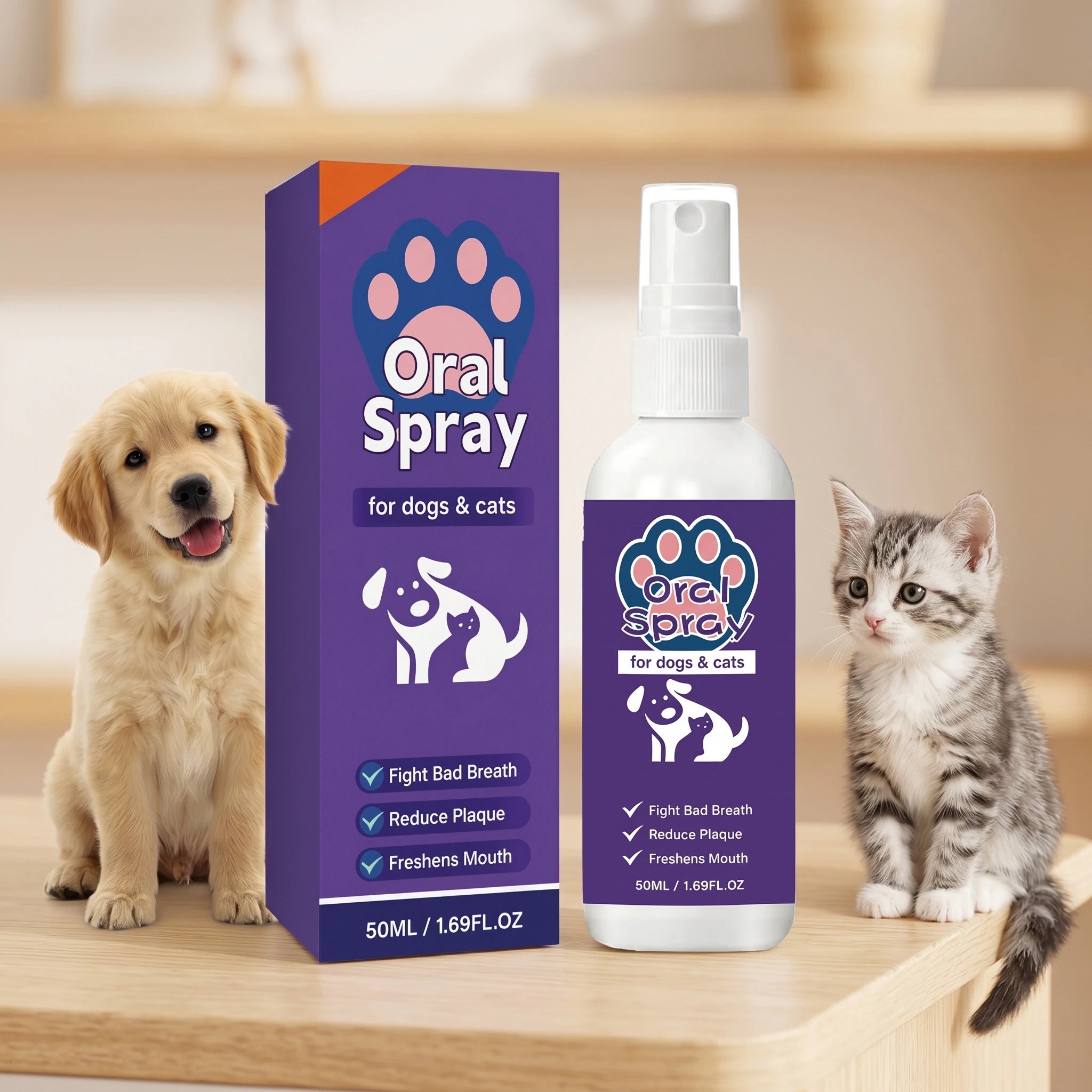 Oral Spray for Dogs Cats Reduce Plaque Dirt Remover Cat Teeth Cleaning Breath Freshener Bad Breath Eliminator Pet Oral Care Oasis Select