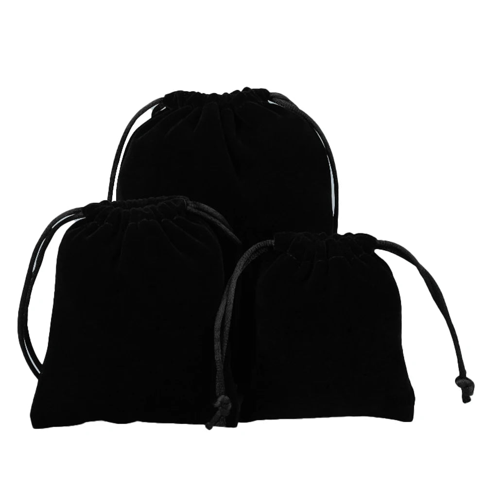 10pcs Black Velvet Cloth Jewelry Pouches Velvet Drawstring Bags Christmas Candy Gift Bag Pouch for Wedding Favors Gifts Supplies Oasis Select