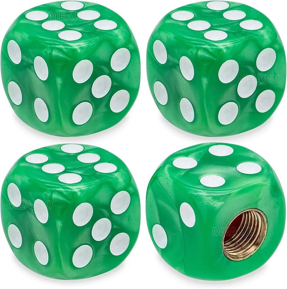 4PCS Pearl Pattern Dice Tire Valve Stem Caps Universal Tire Valve Stem Covers for Cars, SUV, Trucks, Bikes, Motorcycles Bicycles Oasis Select Light Green