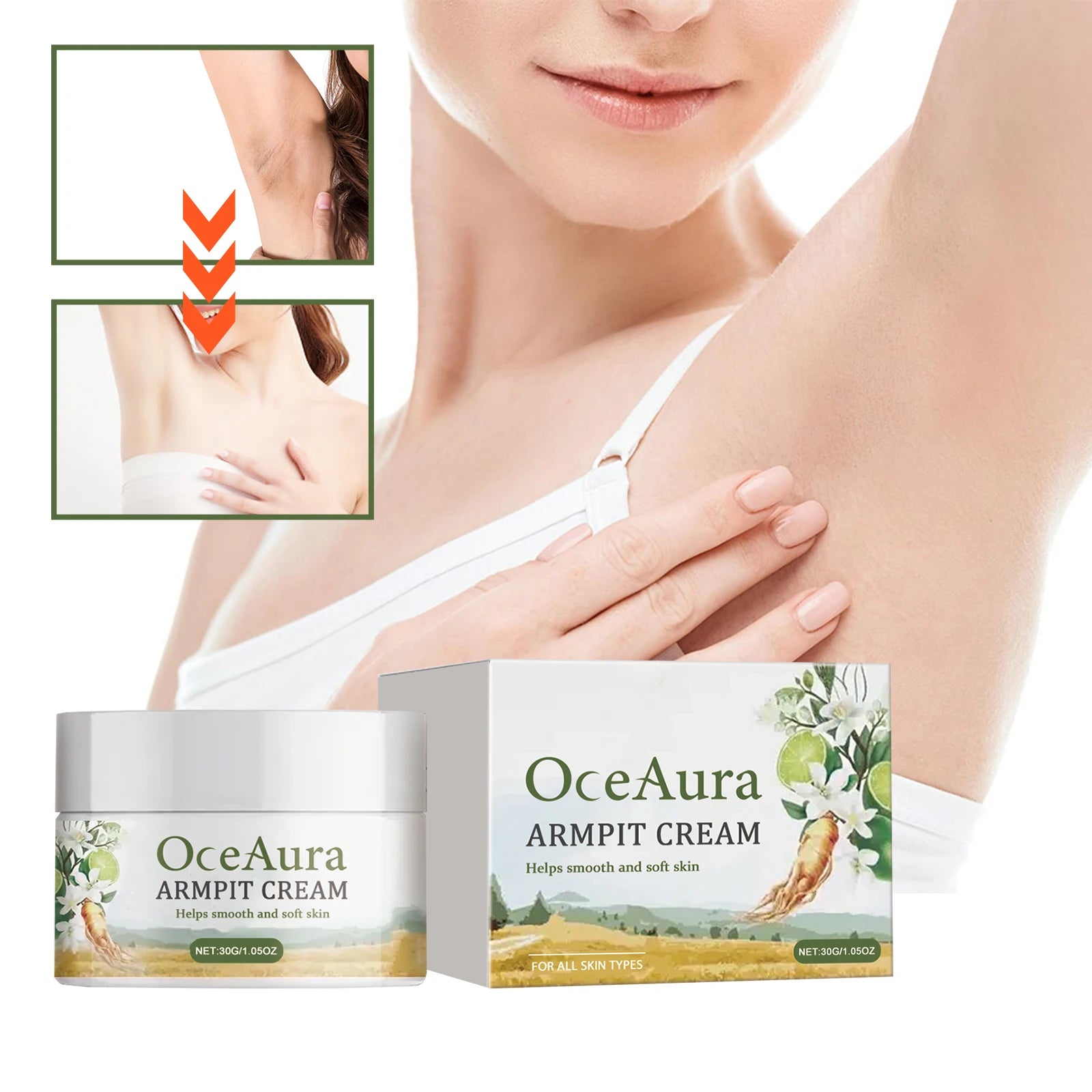 Oceaura Armpit Whitening Cream Reduce Skin Dullness Moisturizing Remove Body Odor Smoothing Nourishing Brightening Armpit Lotion Oasis Select