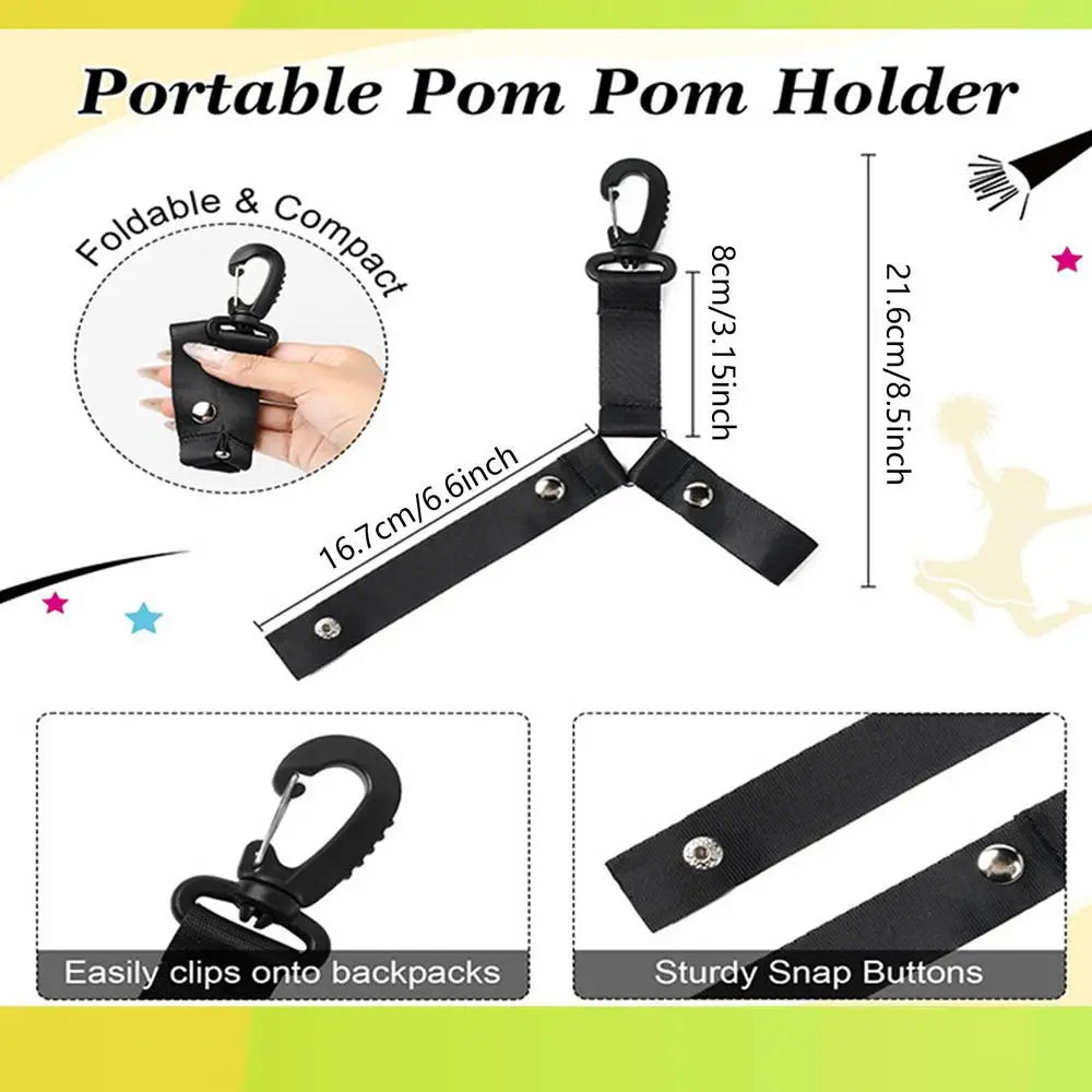Pom Holders for Cheer Bag Organizer With Snapbutton Durable Hanger For Multiple Poms Cheer Gear Accessory Organizer Hanger Oasis Select Black