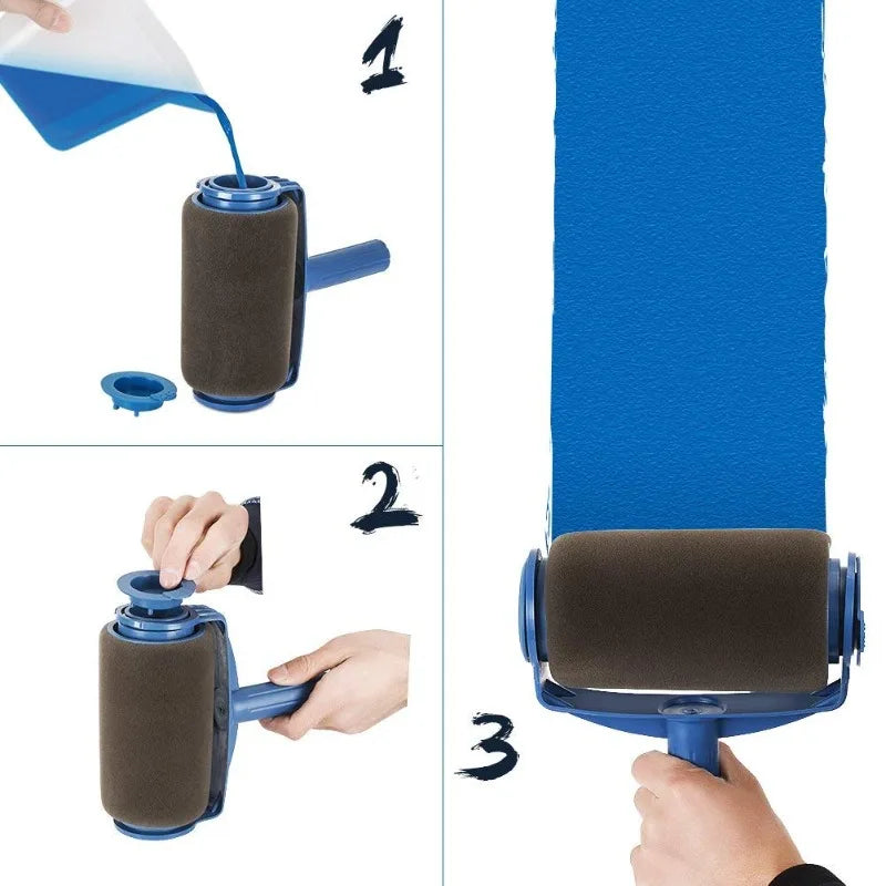 Paint Roller Brush Built in Paint Container Efficient Wall Paintings Tool Foam Roller Leak Proof Home Renovation Paintings Brush Oasis Select