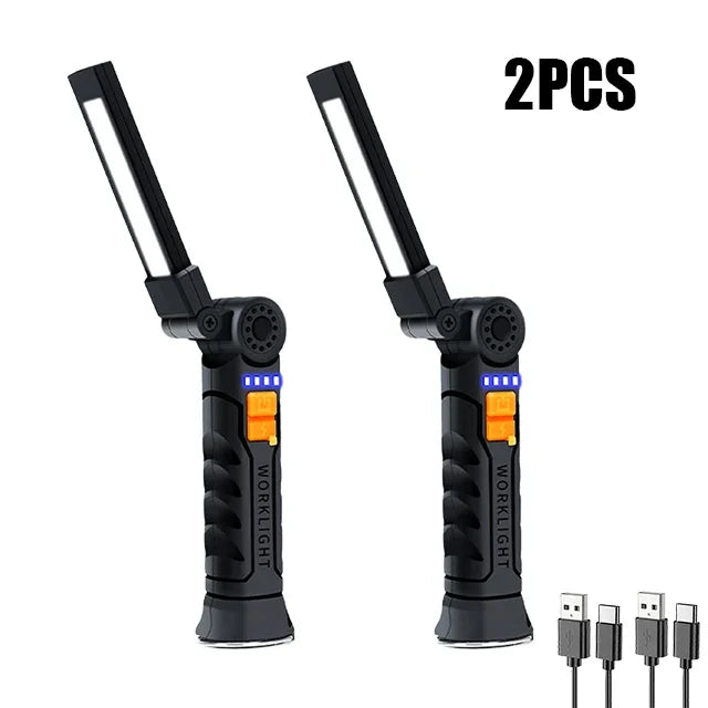 COB LED Work Light Flashlight – USB Rechargeable Magnetic Torch