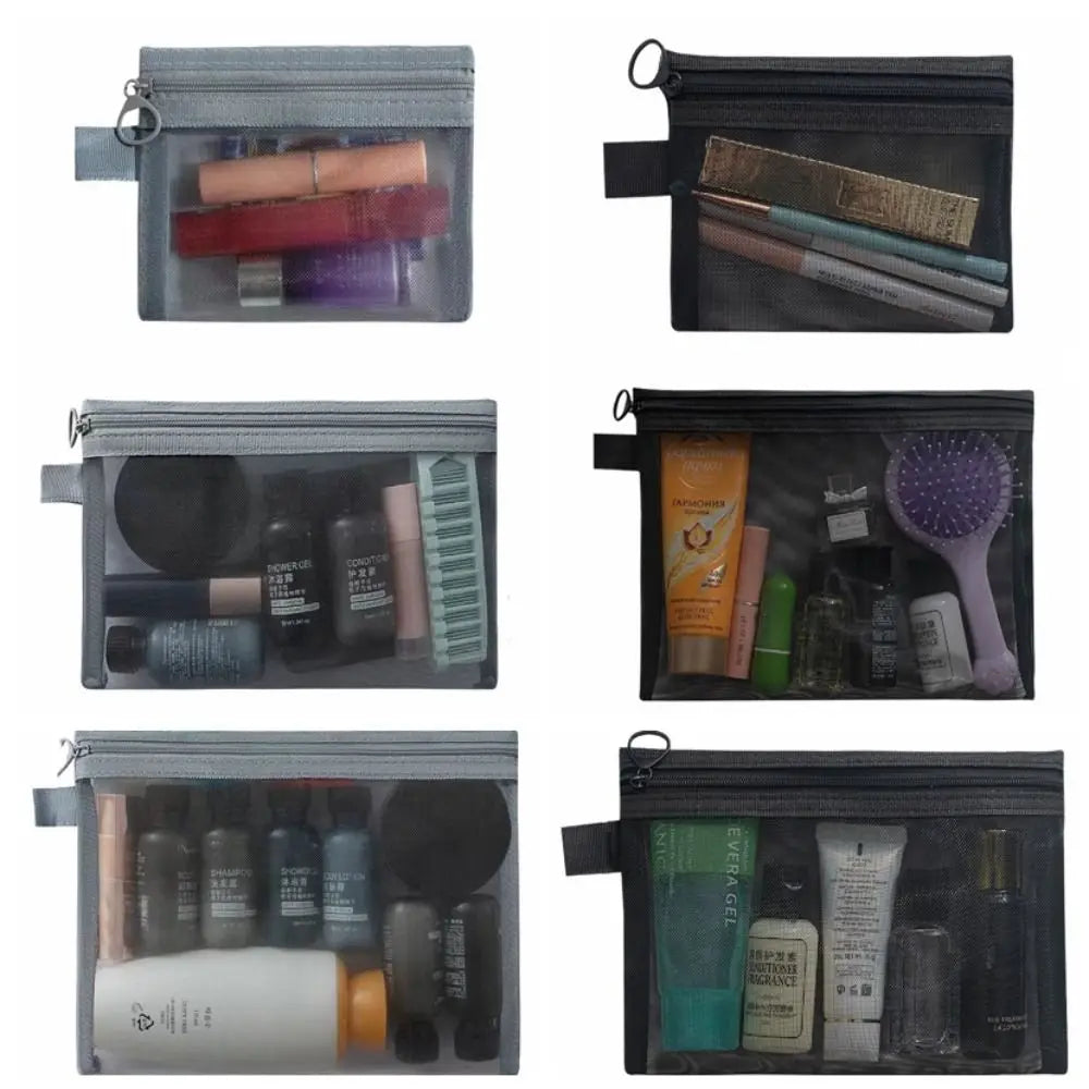 Mesh Zipper Cosmetic Bag | Travel Toiletry Organizer 3 Sizes Mesh Cosmetic Bag Oasis Select