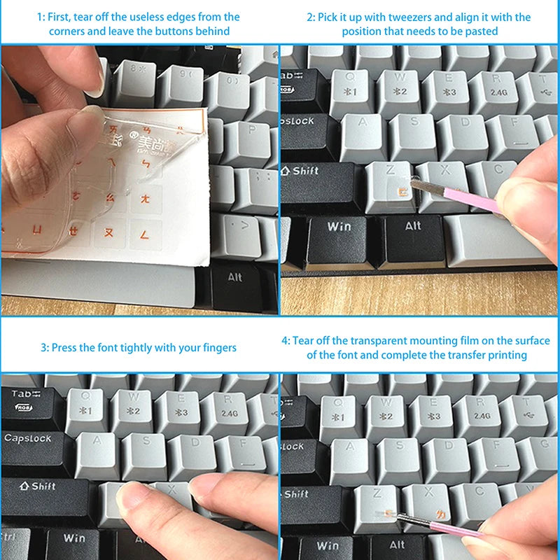 German Tear-Off Film Keyboard Sticker With Tweezers Desktop Laptop Key Sticker Single Film Universal Transparent Sticker Oasis Select