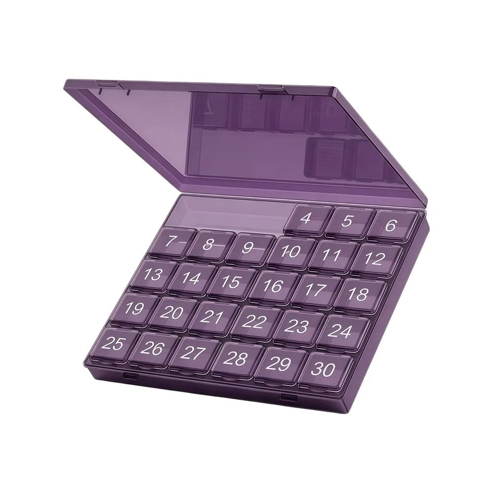 30-Day Monthly Pill Organizer – Transparent Leakproof Case