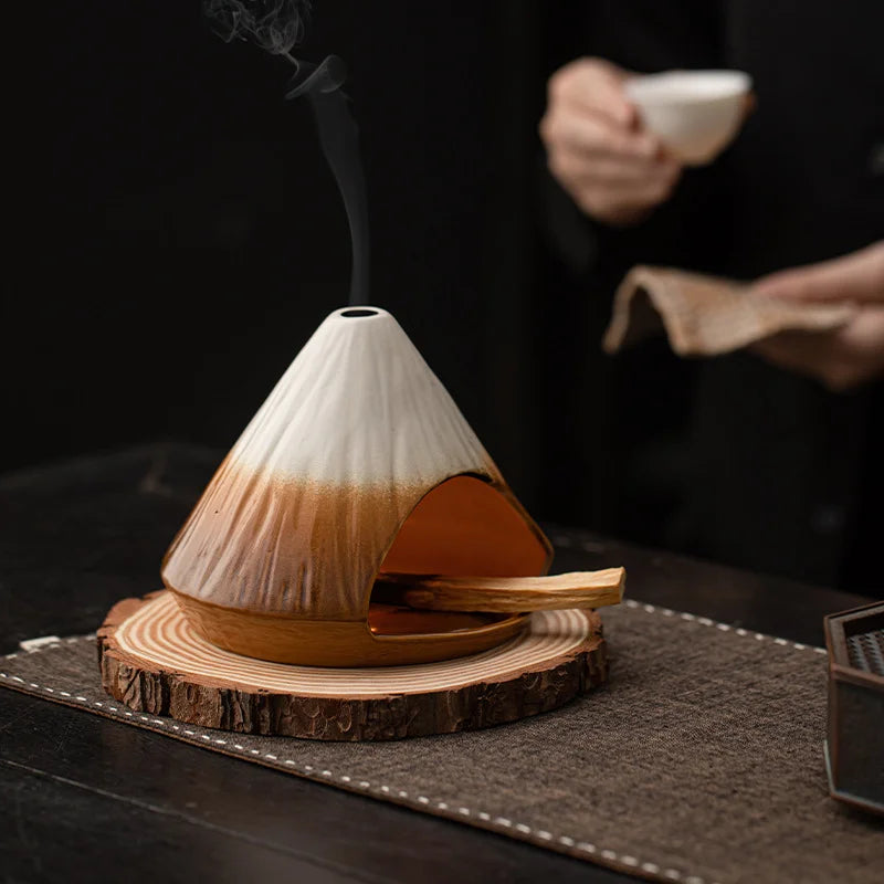 Ceramic Palo Santo Sticks Holder Incense Burner Sage Incense Holders with Chimney Ash Catcher Tray for Meditation Yoga Room Oasis Select