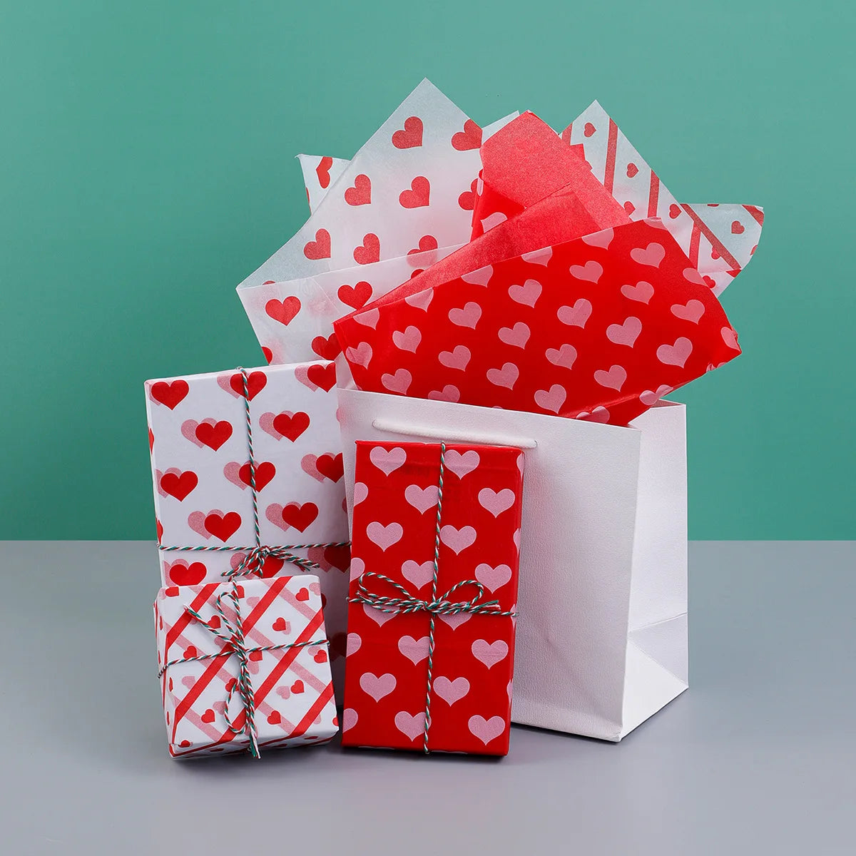 20 Sheets Valentine's Day Tissue Paper Red Love Heart Gift Wrapping Paper Birthday Decor Bridal Shower Party Supplies 50X35 Cm Oasis Select