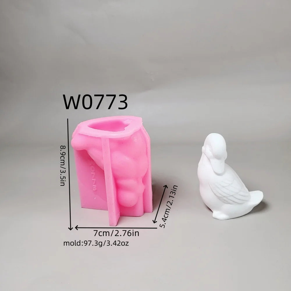 3D Horse, Duck, Alpaca, Dinosaur Animal Series Plaster Figurine Silicone Mold DIY Cement Plaster Dinosaur Animal Mold Oasis Select Duck