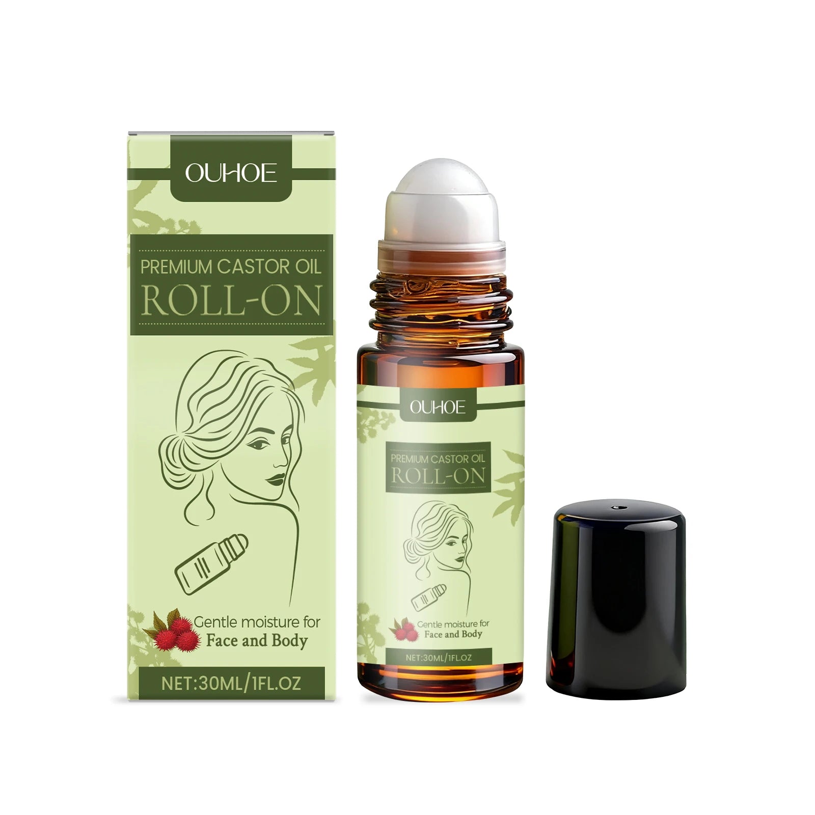 Soothing Skin Castor Oil Roll-On Essential Oil Nourishing Hydrating Softening Comfortable Moisturization Roll-On Essential Oil Oasis Select 30ml boxed
