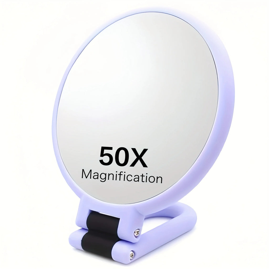 50x Handheld Makeup Mirrors Double Sided 1X/50X Magnification Portable Folding Makeup Mirror for Travel 360° Adjustable Mirror Oasis Select Purple 50x