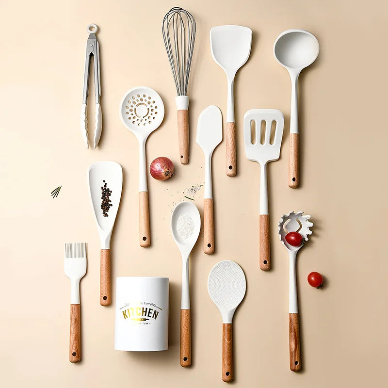 Silicone Kitchen Utensils Set – Non-Stick Spatula & Beater Silicone Utensil Set Oasis Select
