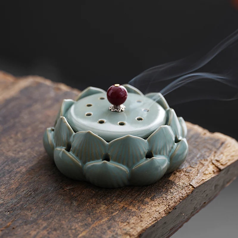 Tea Ceremony Plate Incense Burner Household Agarwood Lotus Ceramic Incense Box Sandalwood Incense Holder Oasis Select