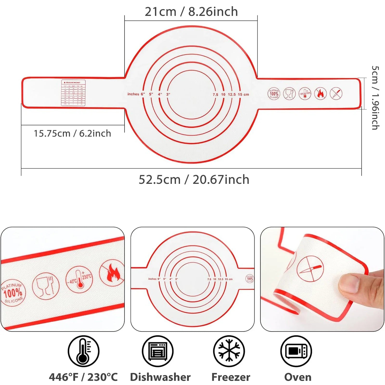 Silicone Bread Sling for Dutch Oven, Reusable Baking Mat with Long Handles, Non-Stick Sheet Liners for Transferable Dough Pastry Oasis Select