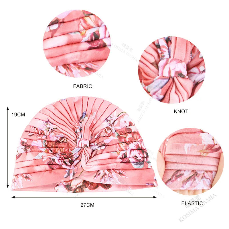 Fashion Printed Knot Turban Headwrap for Women Soft Chemo Cap Muslim Hijab Beanie Headscarf for Hair Loss and Daily Style Oasis Select