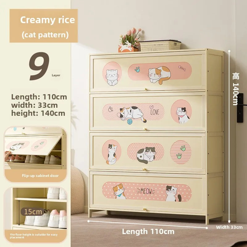 Household indoor large-capacity floor-to-ceiling multi-layer shoe rack entrance integrated dust-proof cartoon locker Oasis Select Nine floors 110