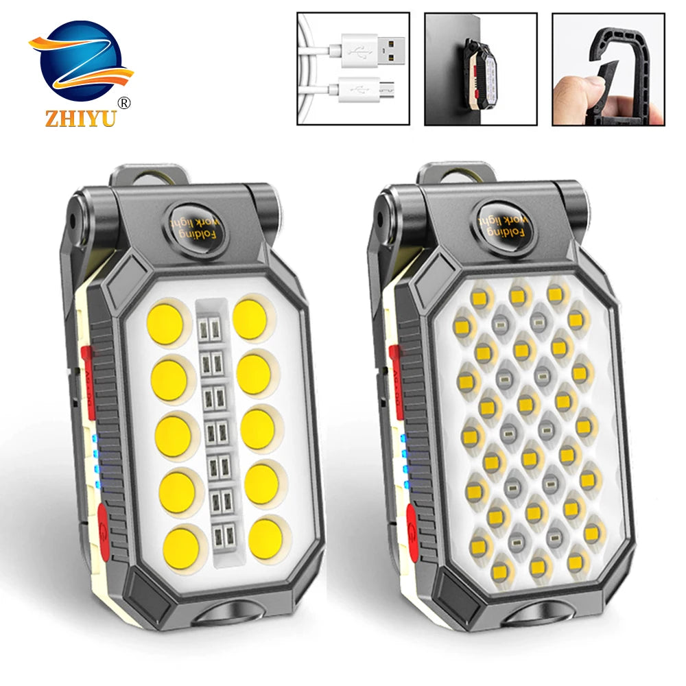 ZHIYU LED COB Work Light – Rechargeable Magnetic Lantern