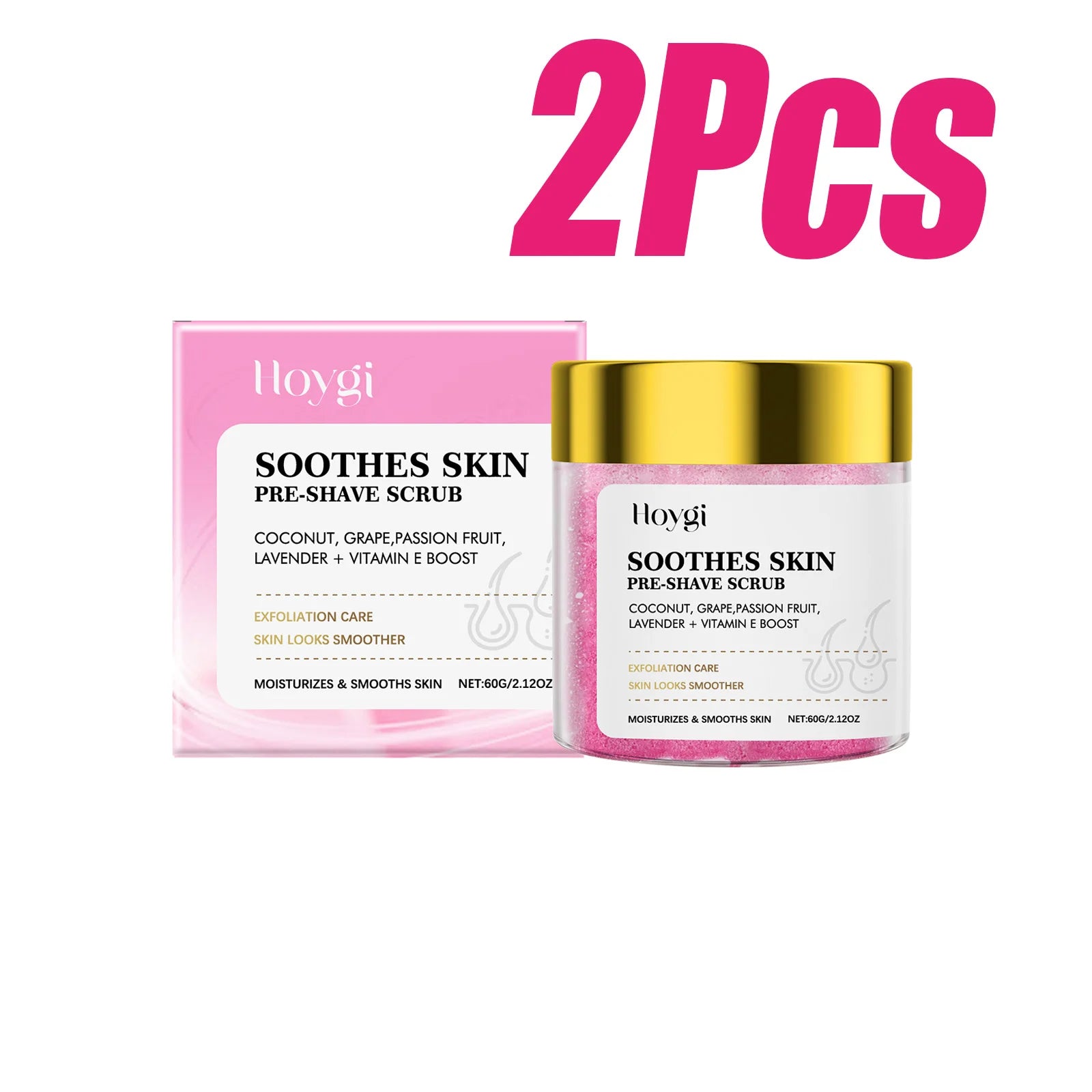 Pre-Shave Scrub Gentle Exfoliating Body Scrub for Smooth Skin Moisturizing Pre-Shave Care for Face and Body Smooths Skin Texture Oasis Select 2 x 60g boxed