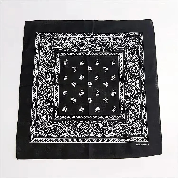1/2pcs Bandana Kerchief Unisex Hip Hop Black Hair Band Neck Scarf Sports Headwear Wrist Wraps Head Square Print Handkerchief Oasis Select Black