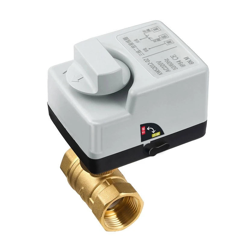 Brass Electric Ball Valve AC220V 1/2 "3/4" 1 "1-1/4" 1-1/2 "waterproof Bidirectional Electric Ball Valve Double Control T/L Type Oasis Select
