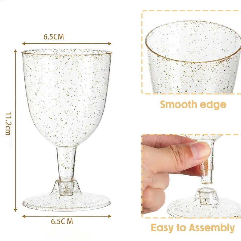 25/50pcs 150ml Disposable Cups Sparkling Champagne Bar Cups Plastic Champagne Clear Toasting Glasses for Weddings Party Oasis Select