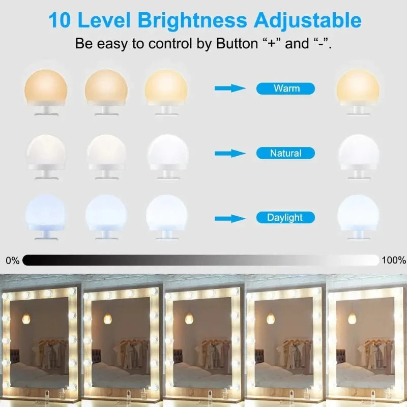 Makeup Mirror LED Light Bulbs Vanity Lights USB 12V Bathroom Dressing Table Lighting Dimmable LED Vanity Light For Mirror Light Oasis Select