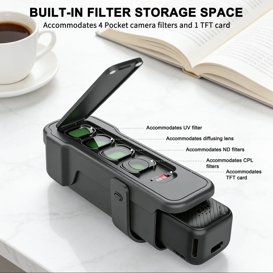 DJI Osmo Pocket 3 Flip Case with 4 Filter Slots & Lanyard