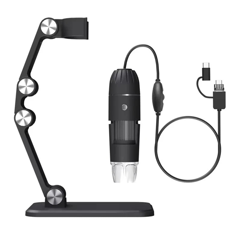 WISH Digital Microscope Handheld USB HD Inspection Camera 50X-1600X With Stand 8 LED Portable Microscopes For PC Smartphone Oasis Select Black