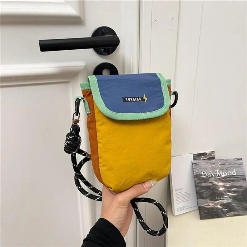 Unisex Color Patch Nylon Crossbody Mini Bag Secure Phone Purse Lightweight Casual Bag for Urban Travel School Oasis Select Orange