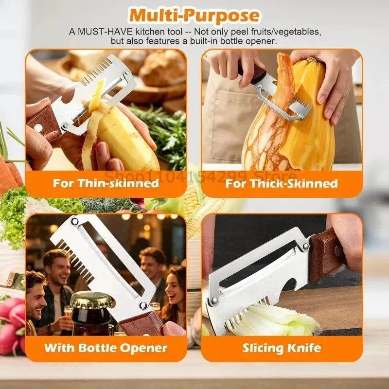 Wooden Handle Paring Knife High Appearance Kitchen Special Fruit Planer Sugarcane Paring Knife Household Thick Scraping Tools Oasis Select