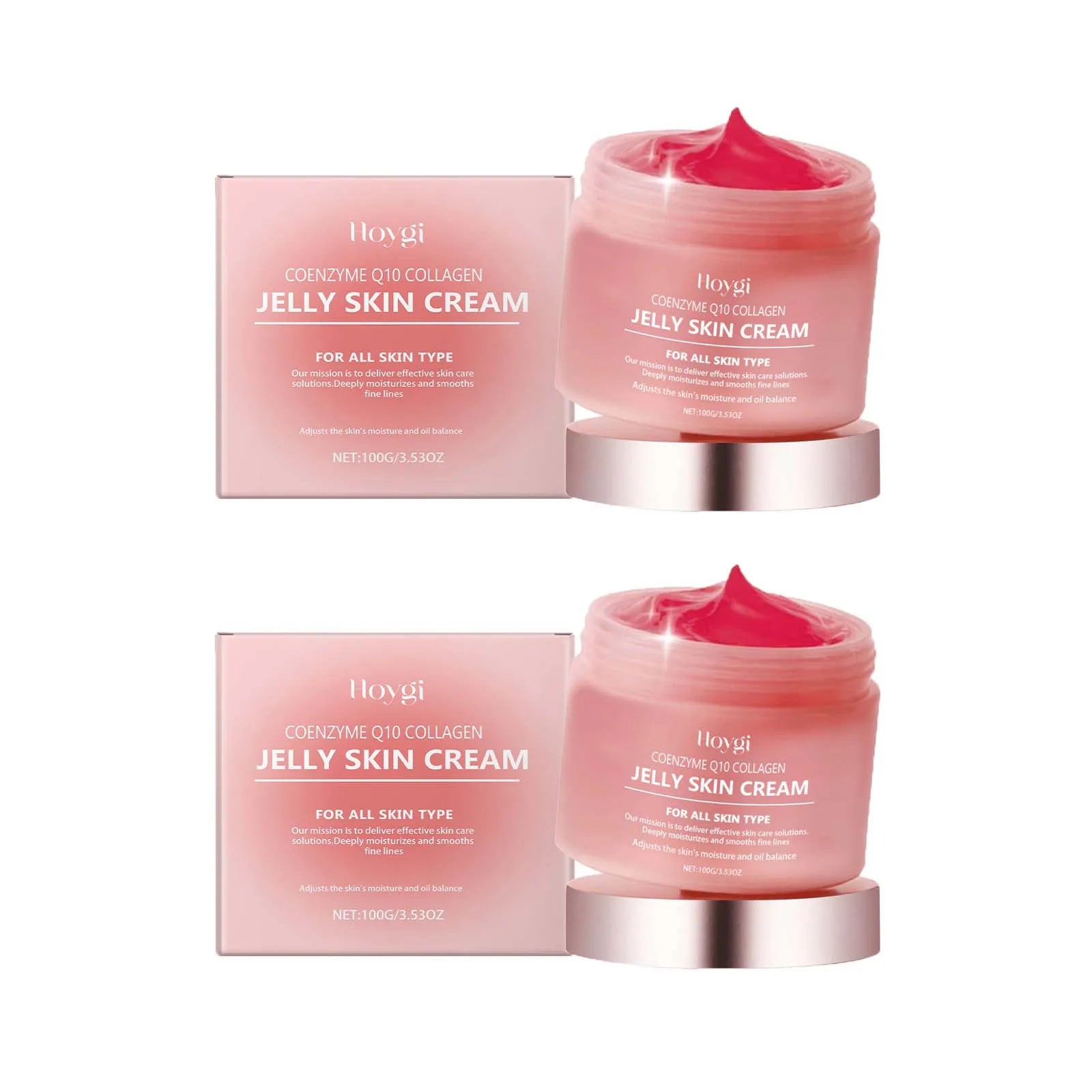Collagen Jelly Cream Deeply Moisturizing Smooth Skin Tightening Fade Fine Lines Soothing Brightening Hydrating Facial Gel Cream Oasis Select 2Pcs