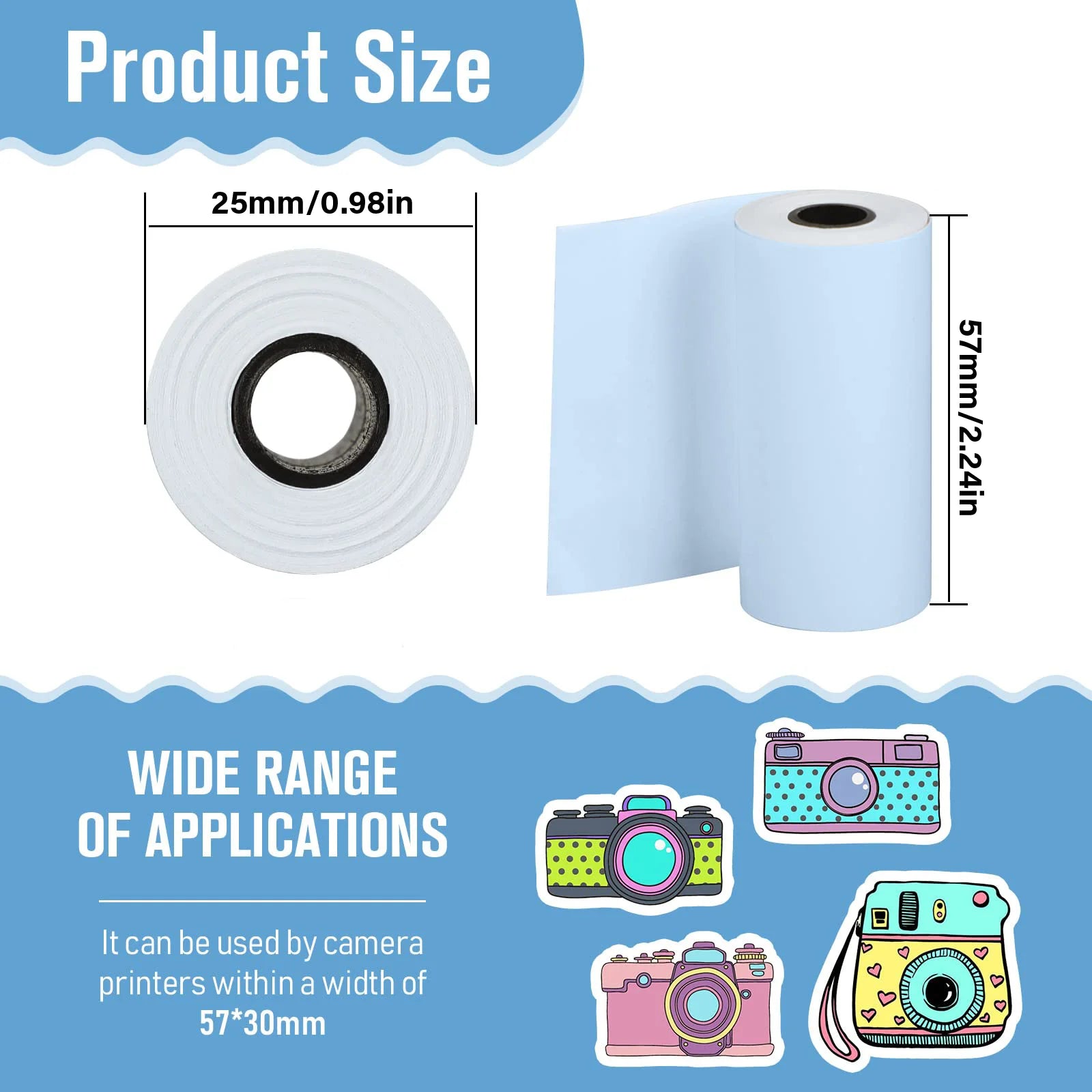 Mini Printer Thermal Paper Label Sticker Colorful Adhesive Self-adhesive Paper For Wireless Bluetooth Photo Inkless Printer 57mm Oasis Select