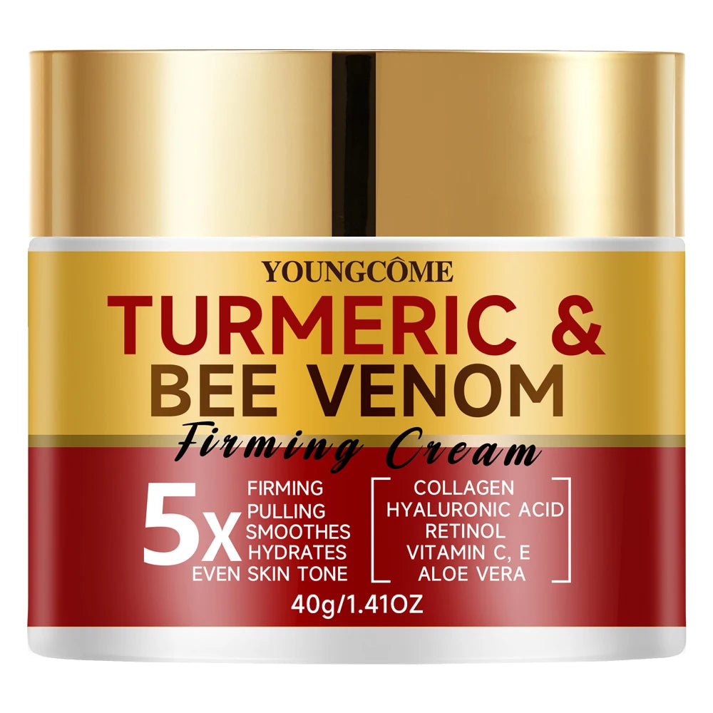 YOUNGCOME Turmeric & Bee Venom Firming Cream Firms and Lifts Loose Skin, Smoothes Skin , Containing Hyaluronic Acid Oasis Select 40g