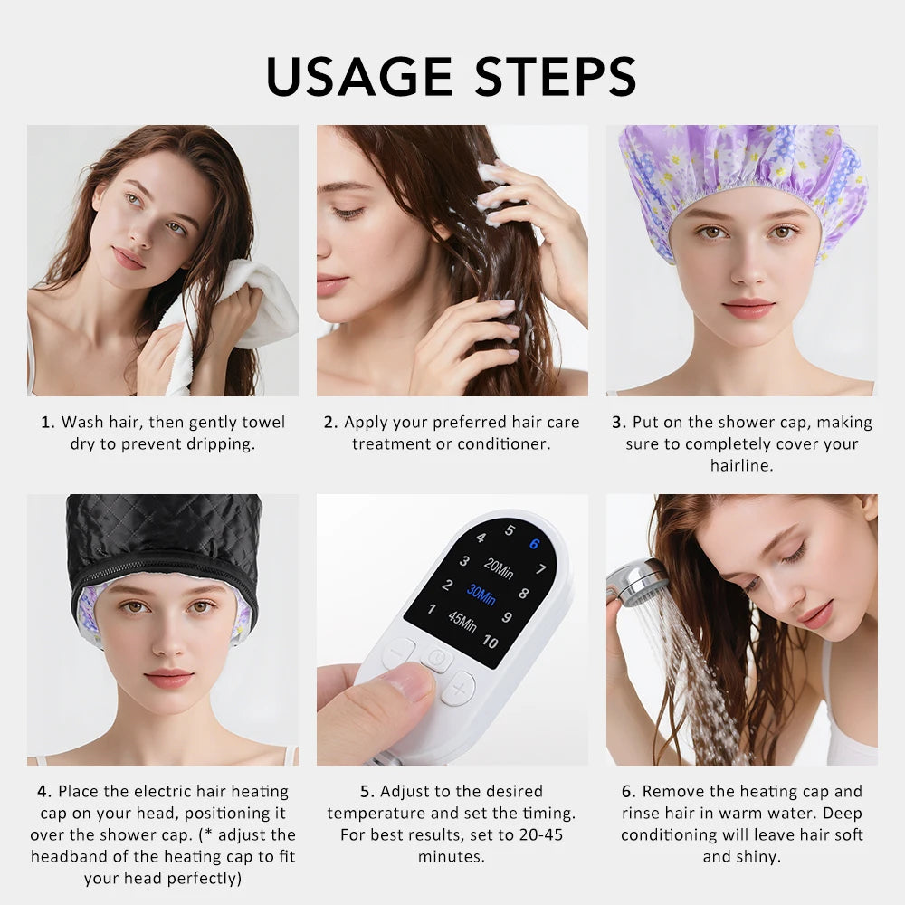 URGGU 10-Level Electric Hair Steamer Cap | Thermal Treatment Hat