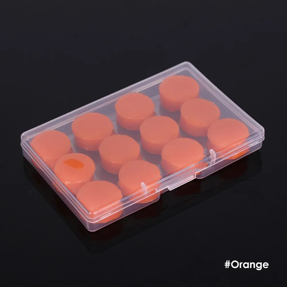 12Pcs Silicone Sleeping Ear Plugs Noise Reduction Anti Snore Sound Insulation Earplug Sleep Ear Protection Reusable Ear Plugs Oasis Select orange