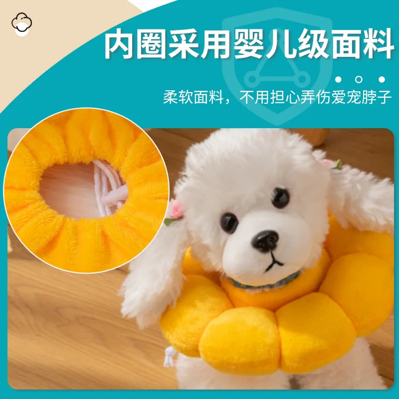 Sunflower cat Eliza White cotton collar pet collar sterilization shame anti-licking and anti-biting neck collar protective cover Oasis Select