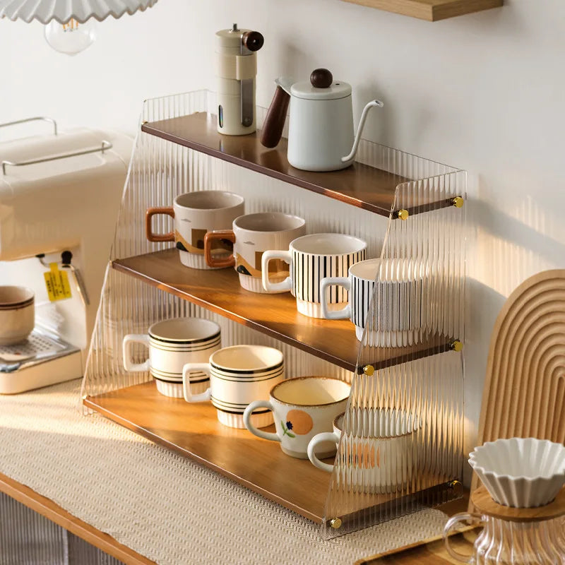 Cup storage rack desktop water cup collection rack dining table bar counter, household tea cup holder double-layer drain Oasis Select