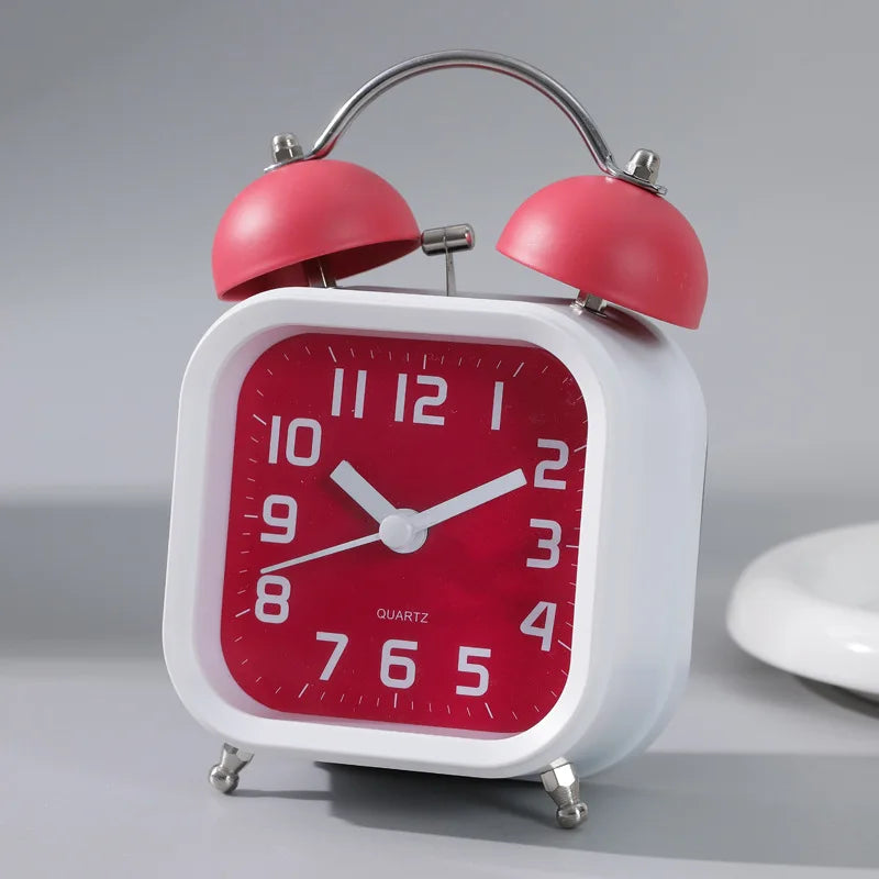 Silent Home Student Specific Desktop Clock Super Loud Dormitory Simple Clock Children with Night Light Boys Single-sided Oasis Select pink
