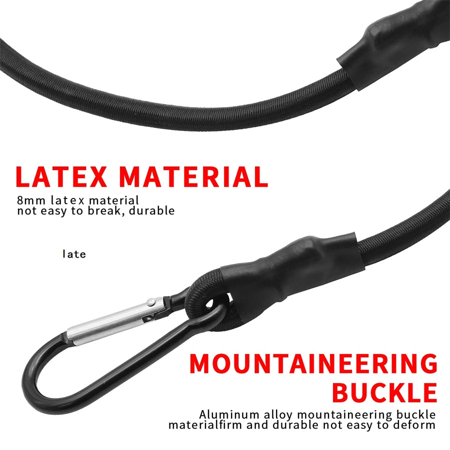 30/60/90/120/150CM Stretch Elastic Ropes 8MM Bungee Cords With Hooks Lightweight Bikes Tie Car Luggage Packing Roof Rack Strap Oasis Select
