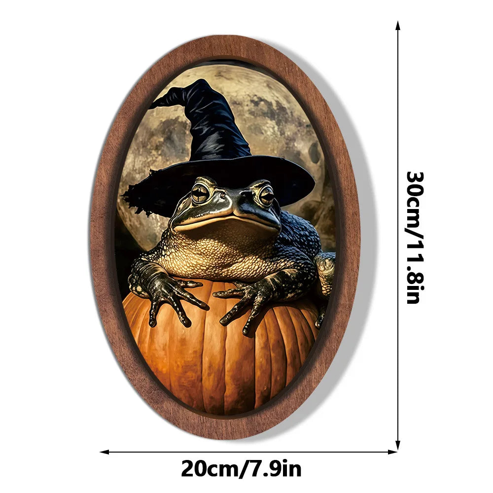 Halloween Ghost Wooden Photo Frame Painting Retro 3D Hanging Plaque Festival Decor Wall Sticker for Home Party Wall Decor Oasis Select MZ1161 Medium