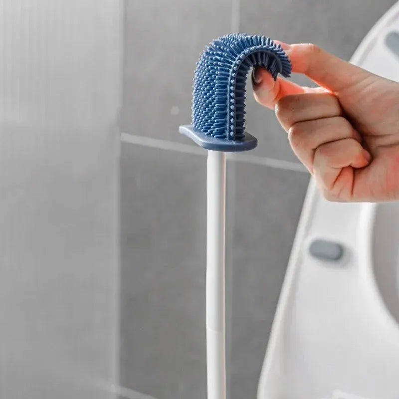 Wall Hanging Toilet Cleaning WC Brush Holder Long Handled Silicone Water Proof Quick Drying Soft Bristles Bathroom Accessories Oasis Select