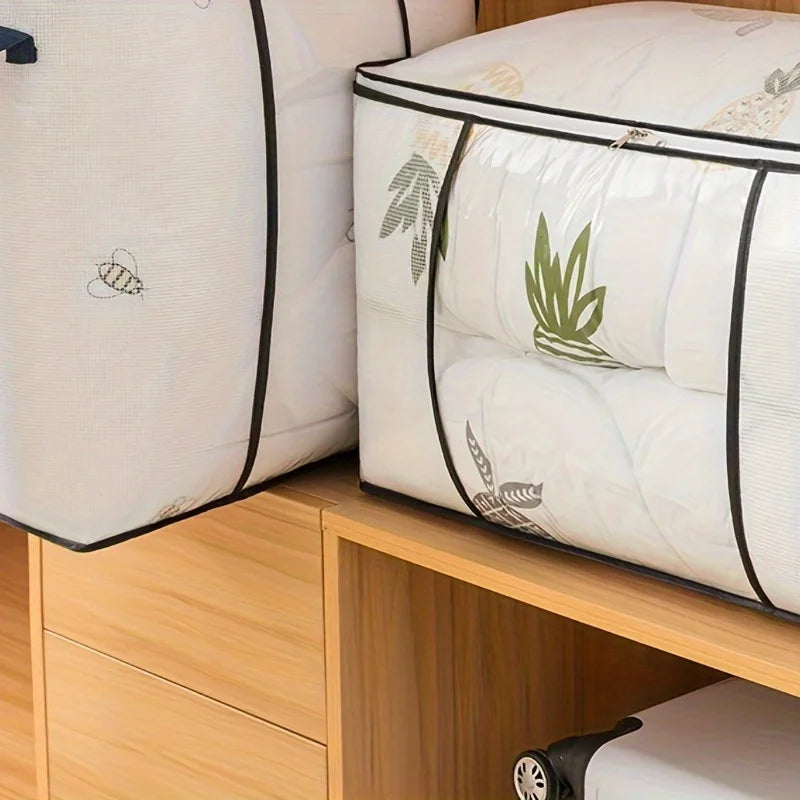 Large Transparent Storage Bag with Zipper &Handle,Heavy-Duty Plastic Suitcase for Clothes,Bedding,Travel,Moving,Seasonal Storage Oasis Select