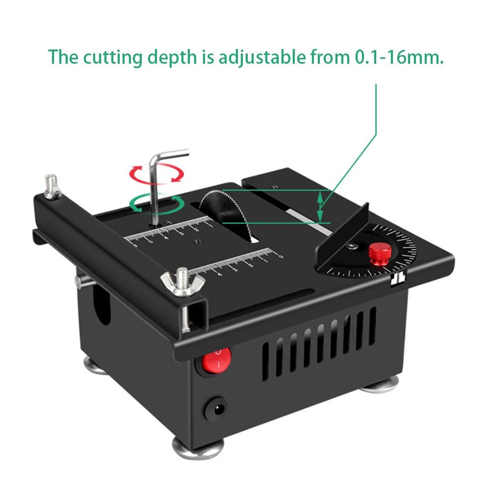 Mini Electric Table Saw 100W | 0–90° Adjustable DIY Cutter