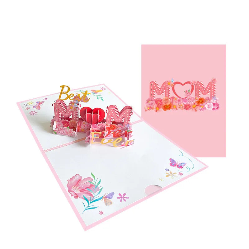 3D Pop-Up Greeting Card with Envelope Mothers Day Gift for Mom Thanksgiving Perfect Floral Heart Design Surprise Keepsake Oasis Select B