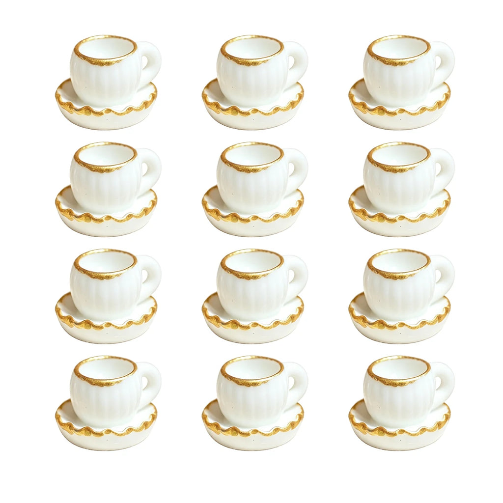 1:12 Scale Resin Miniature Coffee Cup Dollhouse Decor Realistic Mini Food Simulation DIY Craft Kawaii Terrarium Gift Collectible Oasis Select 12pcs