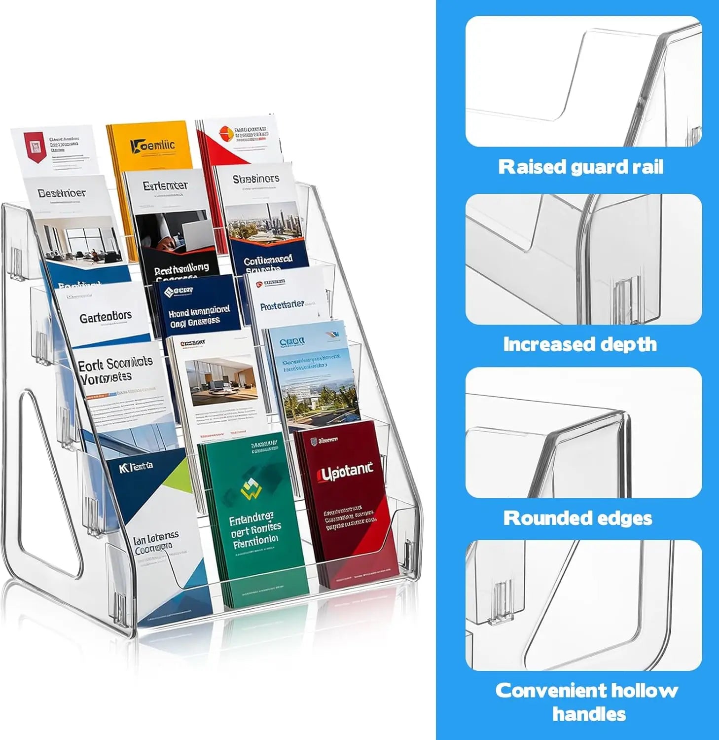 5-Tier Clear Acrylic Card Display Stand Desktop Holder for Graded Sports Cards Football Baseball Basketball Postcards Stickers Oasis Select