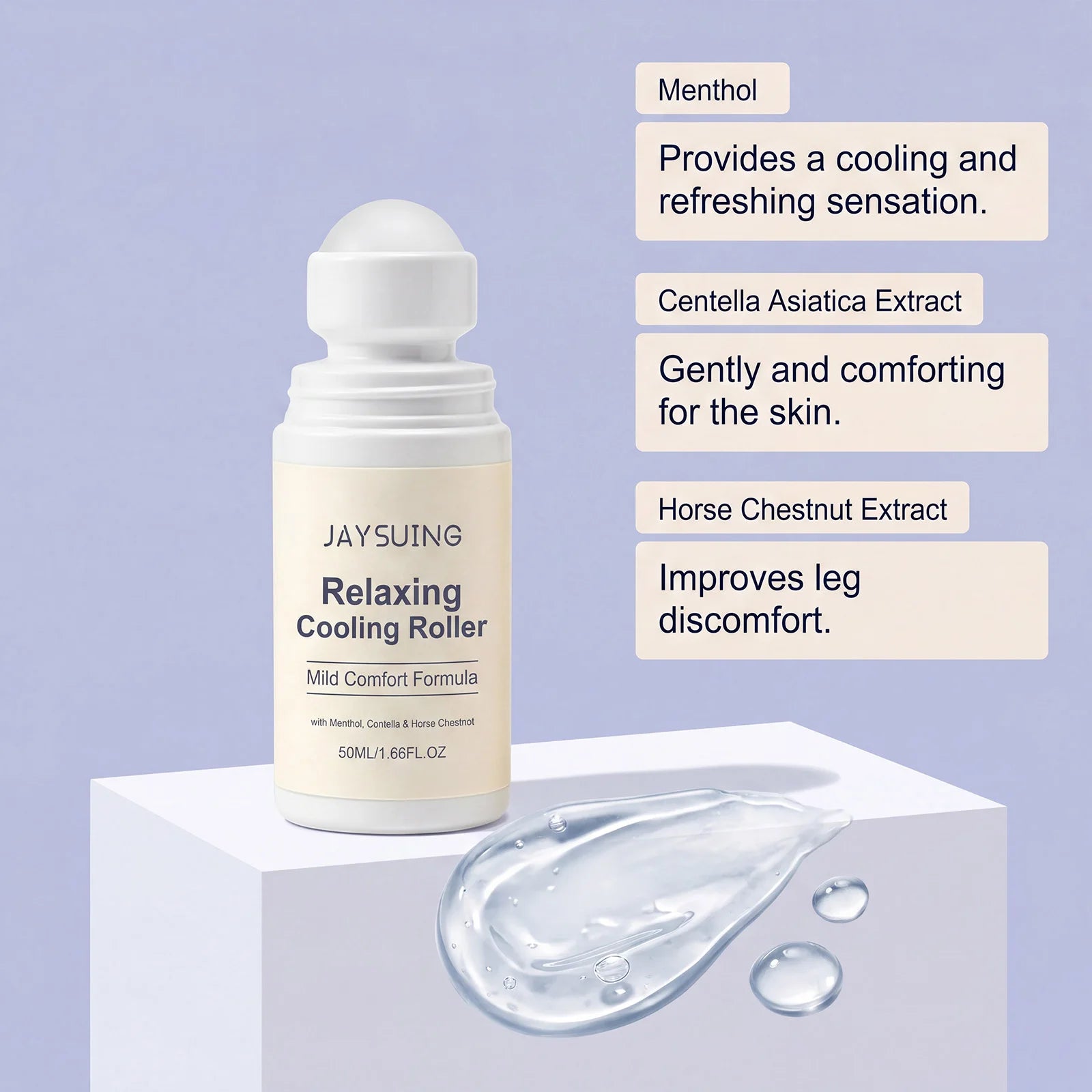 Centella Asiatica Cooling Roll-On Serum Calm Skin Reduce Puffiness & Skin Fatigue Fast-Absorbing Soothing Daily Skin Care Roller Oasis Select