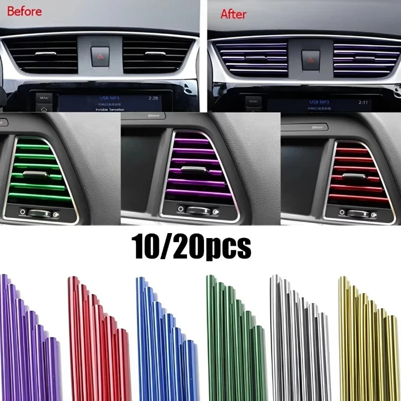 10/20pcs Car Air Conditioner Decoration Strip For Vent Outlet Moulding Trim Strips Car Styling Car Door Edge Corner Decoration Oasis Select