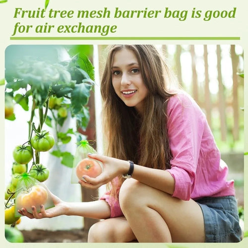 100Pcs Mesh Fruit Protection Bags with Drawstring Weather Resistant Fruits Insect Proof Bag Organza Grape Protection Cover Oasis Select